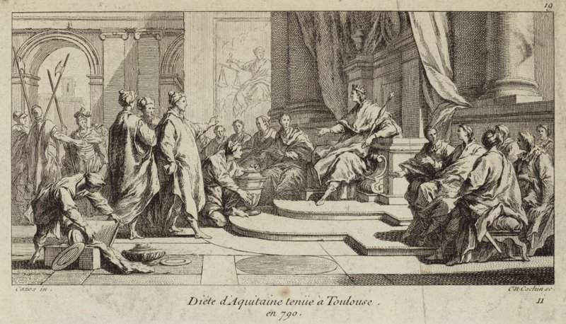 Reichstag von Aquitanien, abgehalten in Toulouse, 790 (Stich) von Charles Nicolas II Cochin