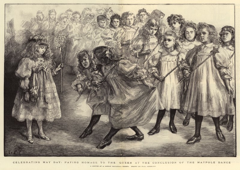 Maifeier, Huldigung an die Königin nach dem Maibaumtanz von Charles Paul Renouard