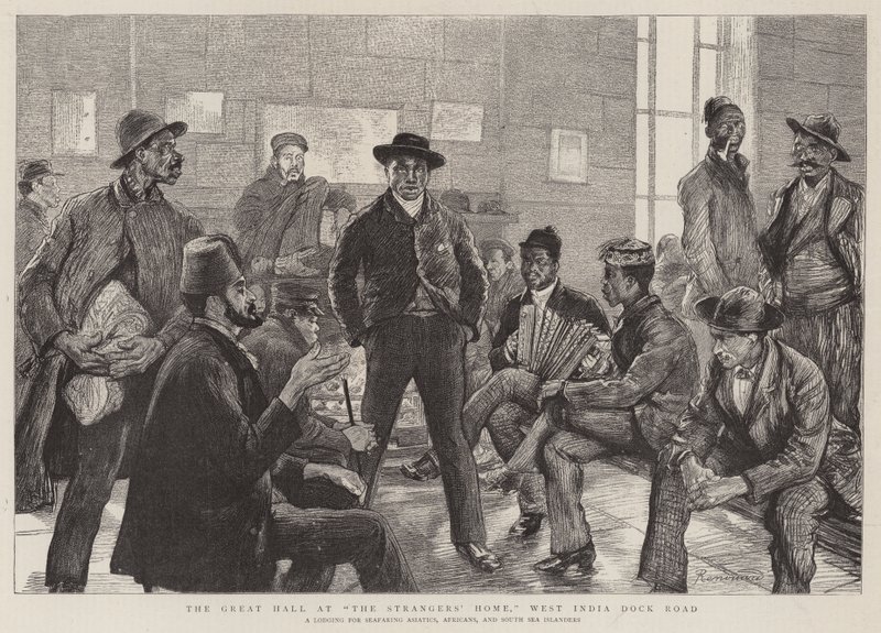 Die Große Halle im Fremdenheim, West India Dock Road von Charles Paul Renouard