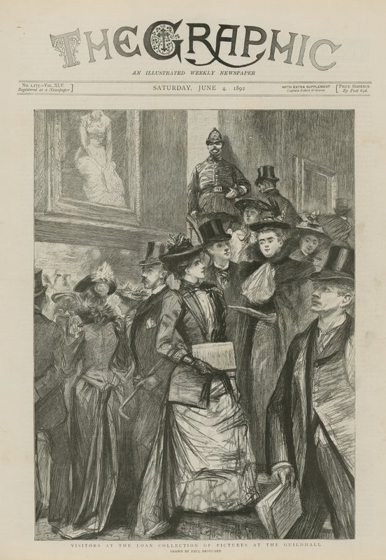 Besucher der Leihsammlung von Bildern in der Guildhall von Charles Paul Renouard