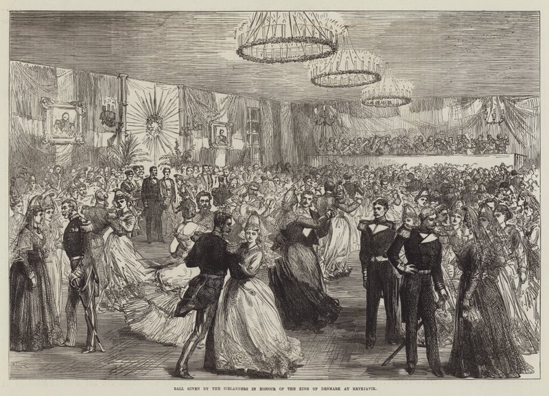 Ball der Isländer zu Ehren des Königs von Dänemark in Reykjavik von Sir John Charles Robinson