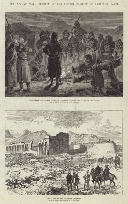 Der Afghanische Krieg, Verteidigung der britischen Position in Sherpore, Kabul von Sir John Charles Robinson