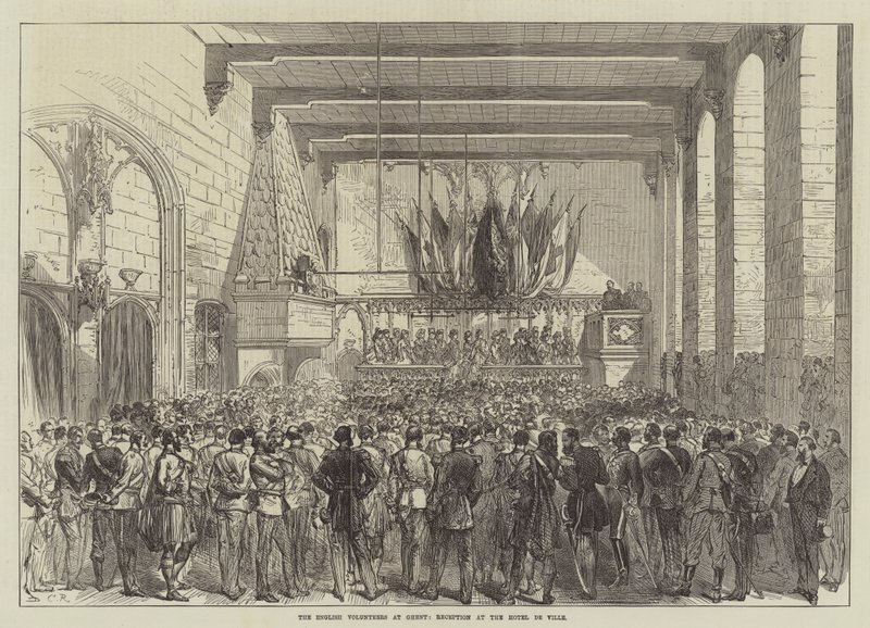 Die englischen Freiwilligen in Gent, Empfang im Rathaus von Sir John Charles Robinson