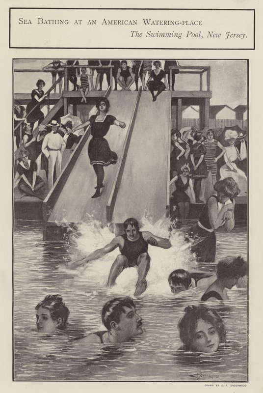 Seebaden in einem Schwimmbad in New Jersey, USA von Clarence F. Underwood