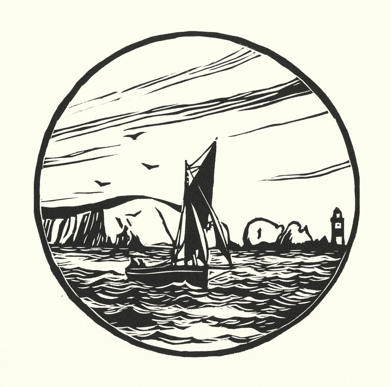 Fischerboote und Lastkähne: Itchen Fähre Boot (Holzschnitt) von Cyril A. Wilkinson