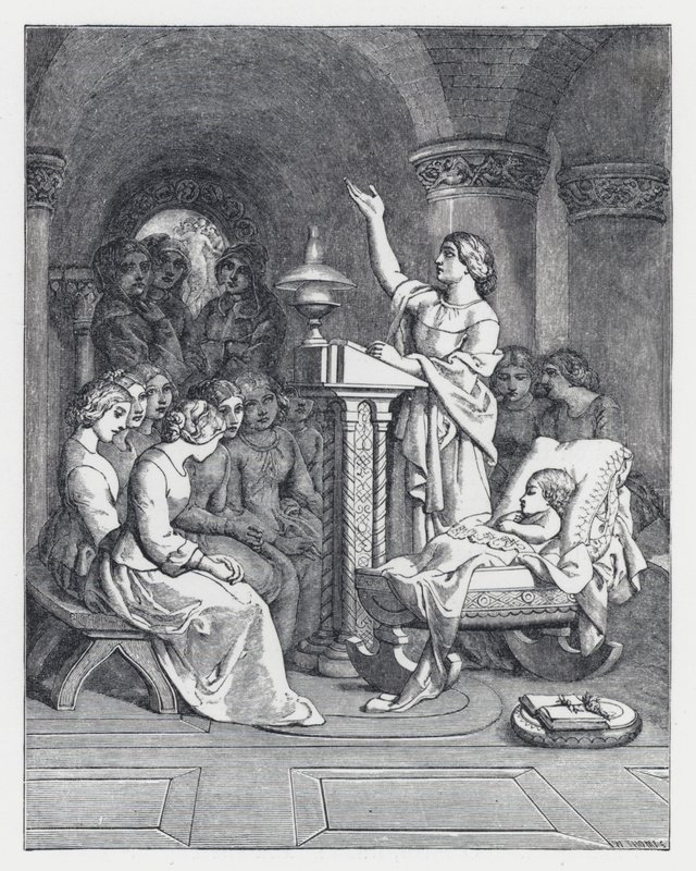 Illustration zu Tennysons Gedicht, Die Prinzessin (Gravur) von Daniel (after) Maclise