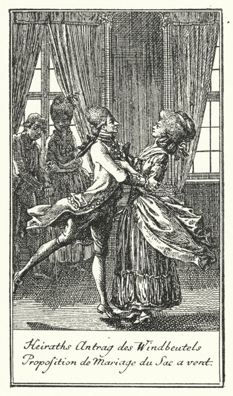 Heiratsantrag des Schwätzers (Gravur) von Daniel Nikolaus (after) Chodowiecki