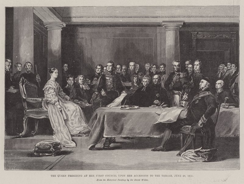 Die Königin leitet ihren ersten Rat bei ihrer Thronbesteigung, 20. Juni 1887 von David Wilkie