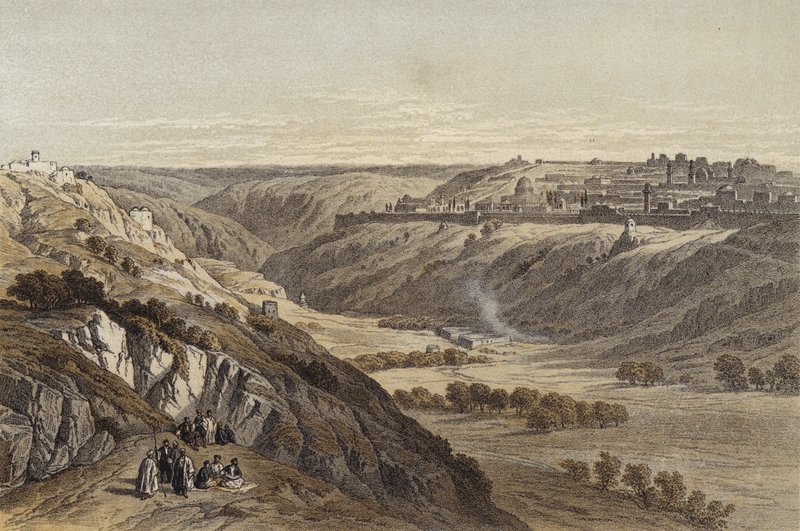 Jerusalem vom Ölberg aus (Farblithografie) von David (after) Roberts