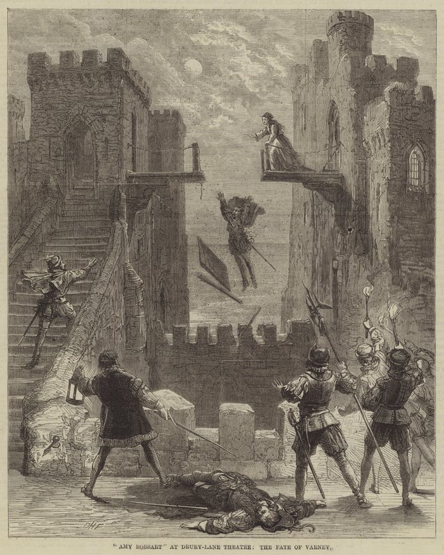 Amy Robsart im Drury-Lane-Theater, das Schicksal von Varney von David Henry Friston