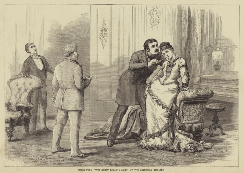 Szene aus Der große Scheidungsfall, im Criterion Theatre von David Henry Friston