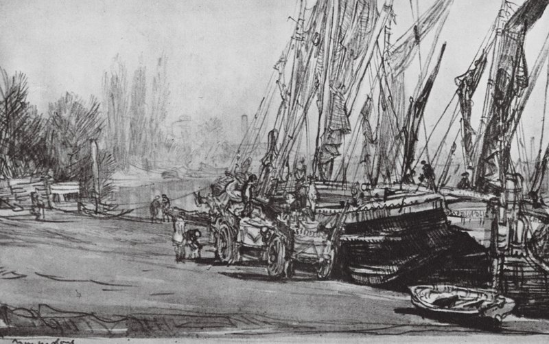 London: Chiswick, Niedrigwasser von David Muirhead (after) Bone