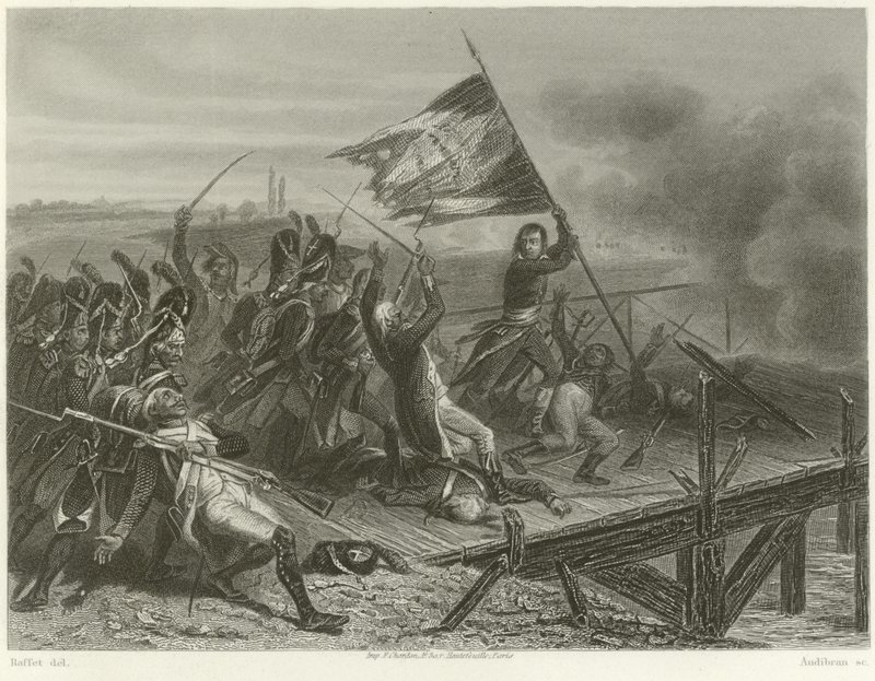 Schlacht an der Brücke von Arcole von Denis Auguste Marie Raffet