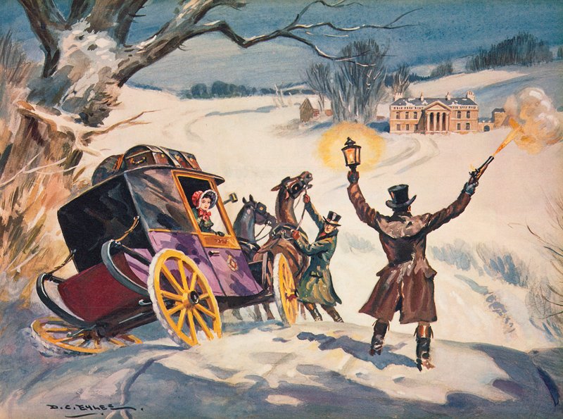 Kutsche im Schnee stecken geblieben von Derek Charles Eyles