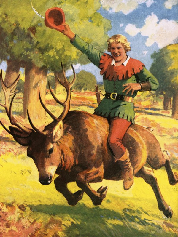 Robin Hood auf dem Rücken eines Hirsches von Derek Charles Eyles