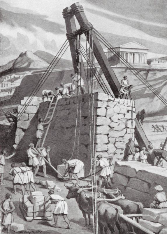 Wiederaufbau der Mauern von Athen, 393 v. Chr. von Dudley Heath