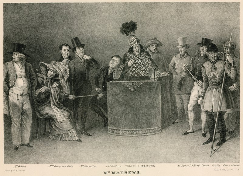 Mr. Mathews: Porträts von ihm in seinen verschiedenen Charakteren in der Unterhaltung namens Einladungen von E.F. Lambert
