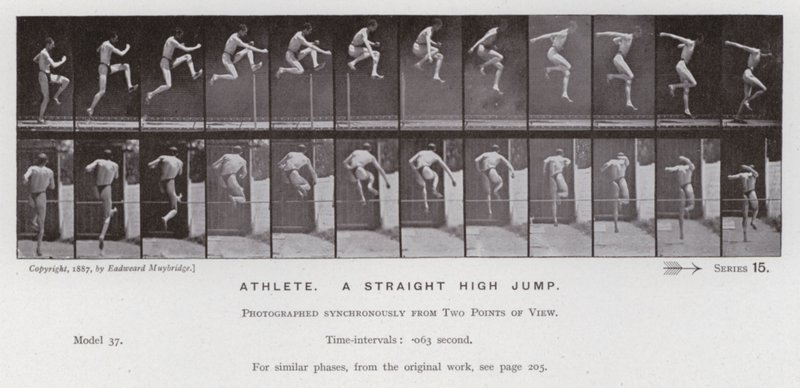 Die menschliche Figur in Bewegung: Athlet, ein gerader Hochsprung von Eadweard Muybridge