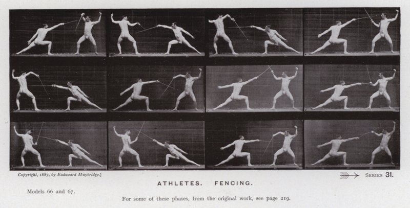 Die menschliche Figur in Bewegung: Athleten, Fechten von Eadweard Muybridge