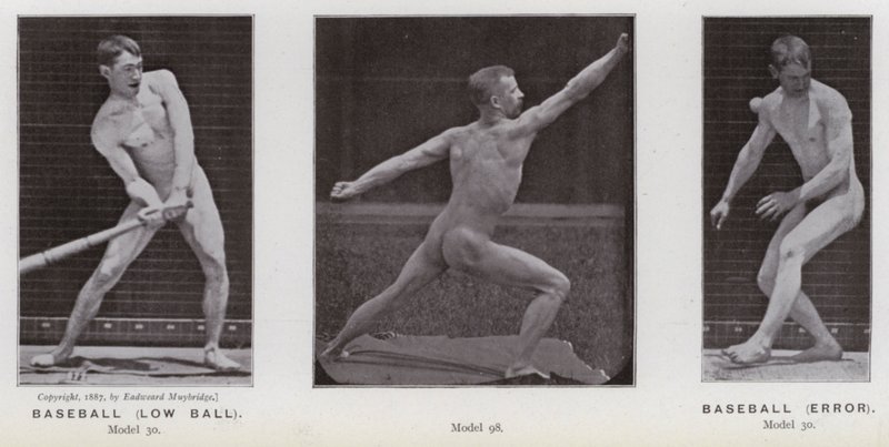 Die menschliche Figur in Bewegung: Baseball, tiefer Ball; Baseball, Fehler von Eadweard Muybridge