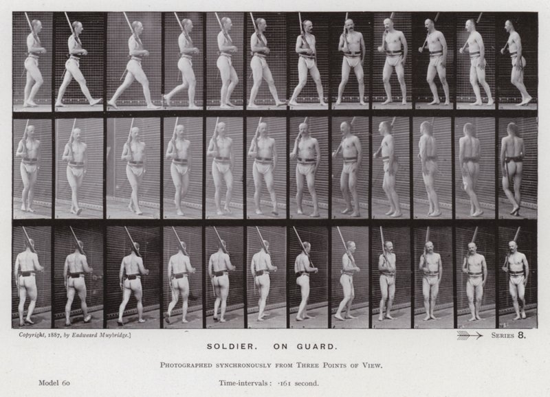 Die menschliche Figur in Bewegung: Soldat, auf Wache von Eadweard Muybridge