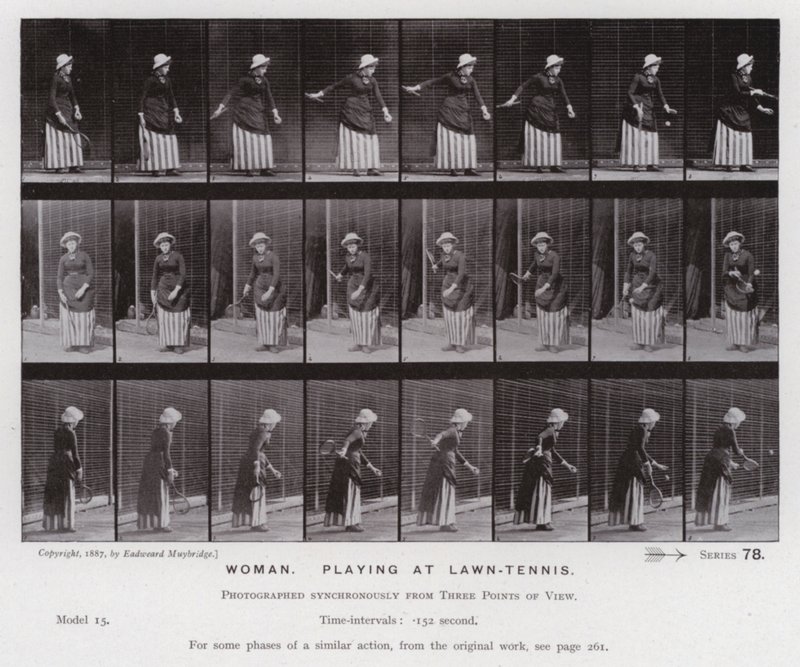 Die menschliche Figur in Bewegung: Frau, spielt Tennis von Eadweard Muybridge
