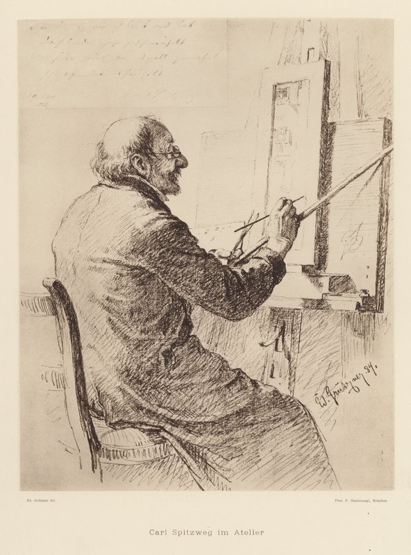 Porträt von Carl Spitzweg, deutscher Romantiker von Eduard von (after) Grutzner