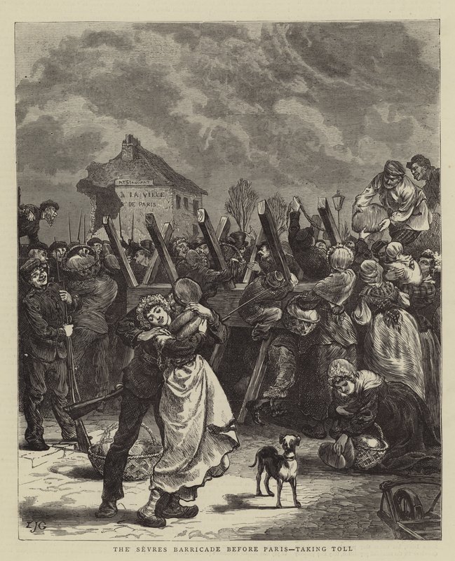 Die Barrikade von Sèvres vor Paris, Zollabnahme von Edward John Gregory