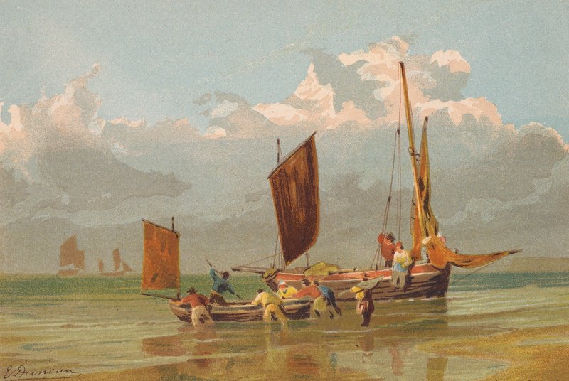 Fischerboote fahren hinaus, vor Norfolk von Edward (after) Duncan