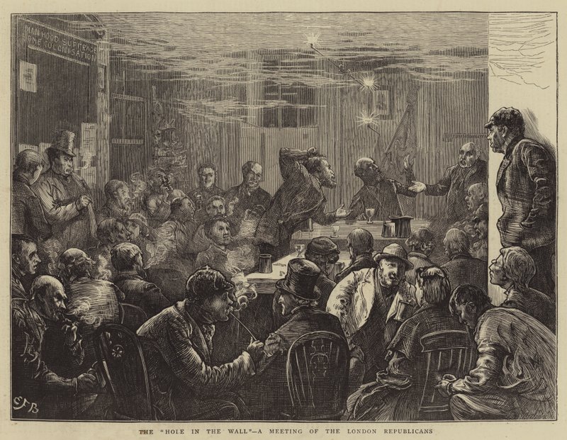 Das Loch in der Wand, ein Treffen der Londoner Republikaner von Edward Frederick Brewtnall
