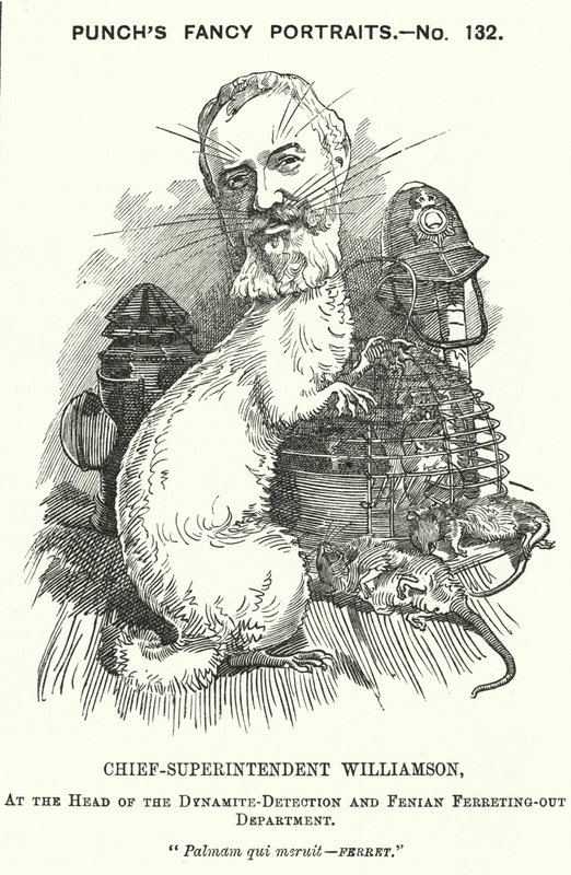Adolphus Williamson, britischer Polizeibeamter und erster Leiter der Detektivabteilung der Metropolitan Police (Karikatur) von Edward Linley (after) Sambourne