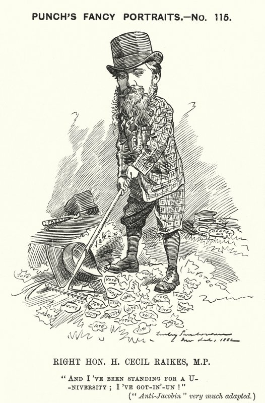 Punch-Karikatur: Henry Cecil Raikes, englischer konservativer Politiker (Stich) von Edward Linley (after) Sambourne