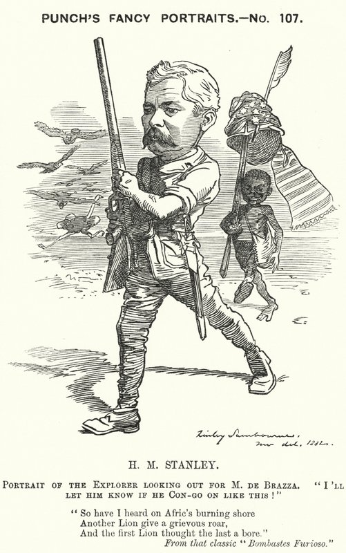 Henry Morton Stanley, walisischer Journalist und Entdecker (Karikatur) von Edward Linley (after) Sambourne