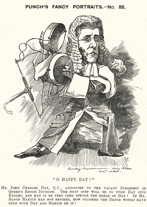 Punch-Karikatur: John Charles Day, englischer Anwalt und Richter von Edward Linley (after) Sambourne