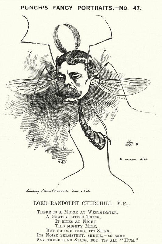 Punch-Karikatur: Lord Randolph Churchill, englischer konservativer Politiker (Stich) von Edward Linley (after) Sambourne