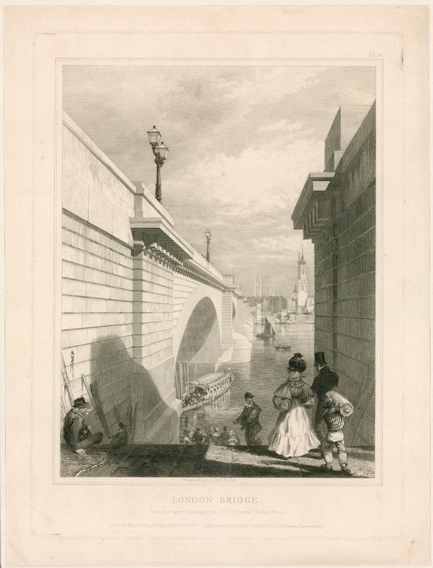Neue London Bridge von der oberen Landung der Stufen in der Nähe der Tooley Street von Edward William Cooke
