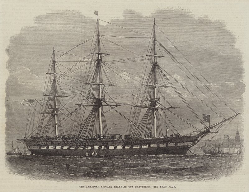 Die amerikanische Fregatte Franklin vor Gravesend von Edwin Weedon
