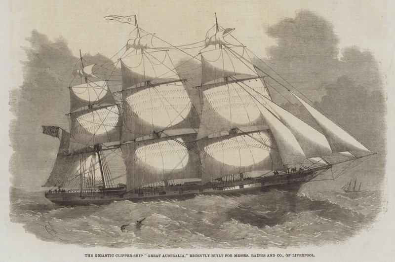 Der gigantische Klipperschiff Great Australia, kürzlich gebaut für Messers Baines und Company, Liverpool von Edwin Weedon