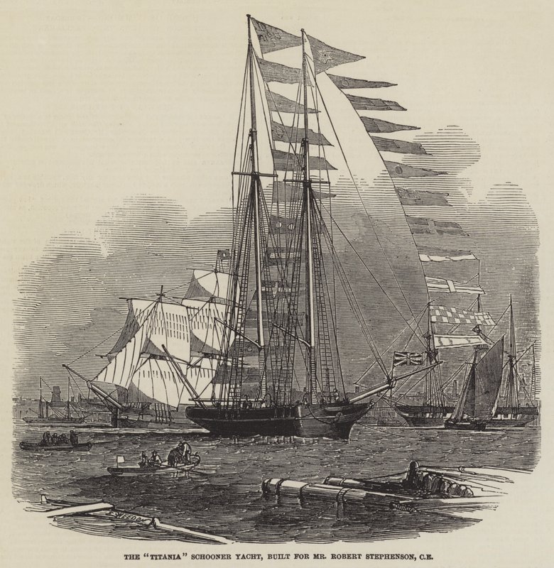 Die Titania-Schooner-Yacht, gebaut für Mr. Robert Stephenson von Edwin Weedon