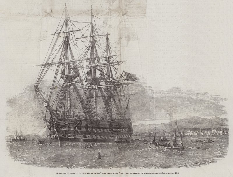 Auswanderung von der Isle of Skye, Die Hercules im Hafen von Campbelton von Edwin Weedon
