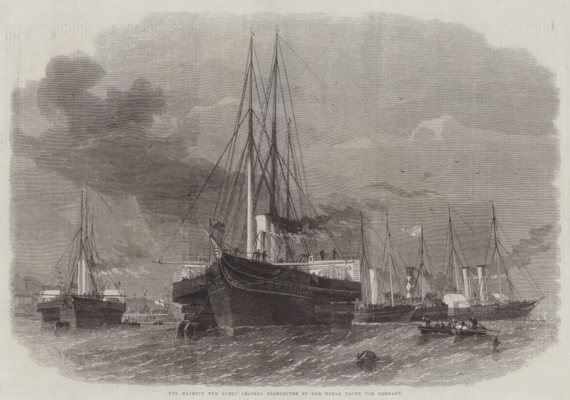Ihre Majestät die Königin verlässt Greenhithe auf der königlichen Yacht nach Deutschland von Edwin Weedon