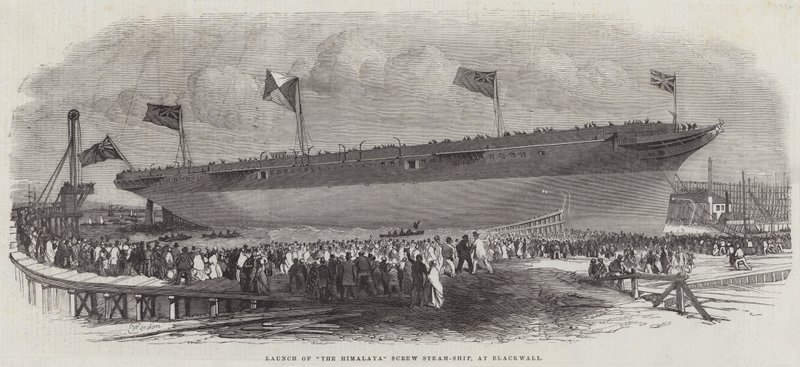 Stapellauf des Himalaya-Schraubendampfers in Blackwall von Edwin Weedon