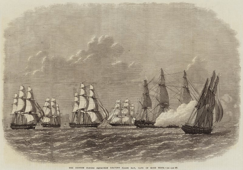 Das britische Fliegende Geschwader verlässt die False Bay, Kap der Guten Hoffnung von Edwin Weedon
