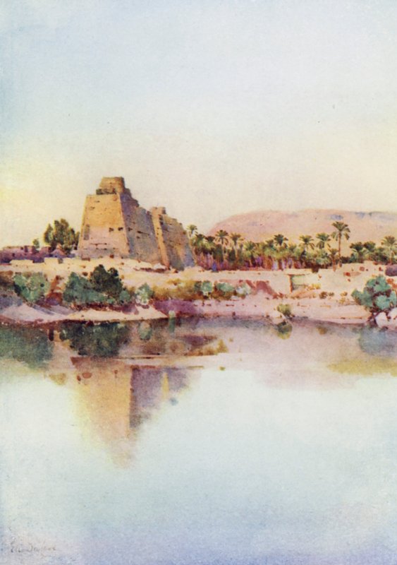 Der Pylon von Hatshepset in Karnak, vom Heiligen See aus von Ella Du Cane