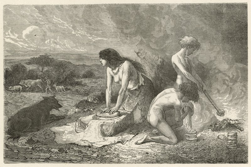 Die Kunst des Brotbackens in der Steinzeit von Emile Antoine Bayard