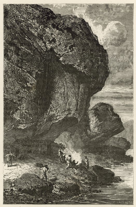 Ansicht des Felsunterstands von Bruniquel, Wohnstätte des Menschen in der Rentierzeit von Emile Antoine Bayard