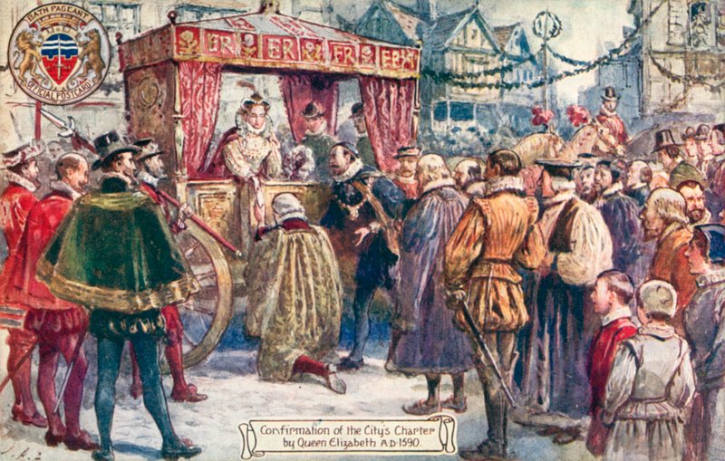 Bath Pageant, Bestätigung der Stadtrechte durch Königin Elisabeth I, 1590 von English School