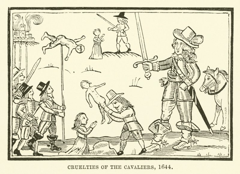Grausamkeiten der Kavaliere, 1644 von English School