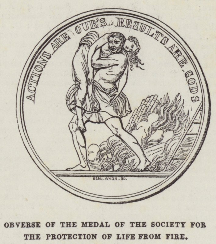 Vorderseite der Medaille der Gesellschaft zum Schutz des Lebens vor Feuer von English School
