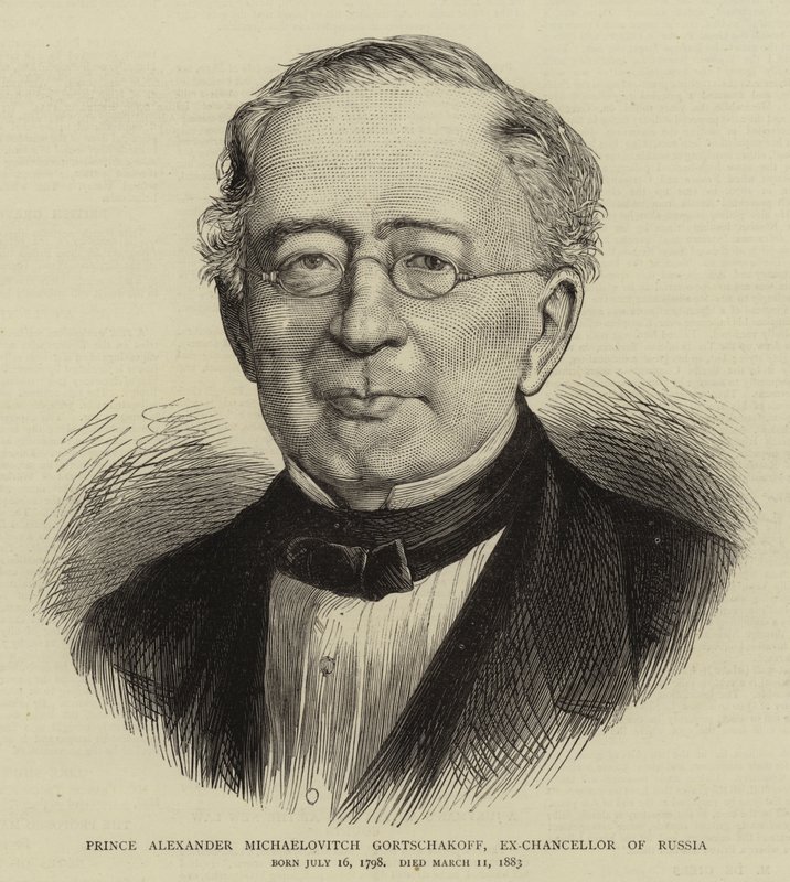 Prinz Alexander Michailowitsch Gortschakow, Ex-Kanzler von Russland von English School